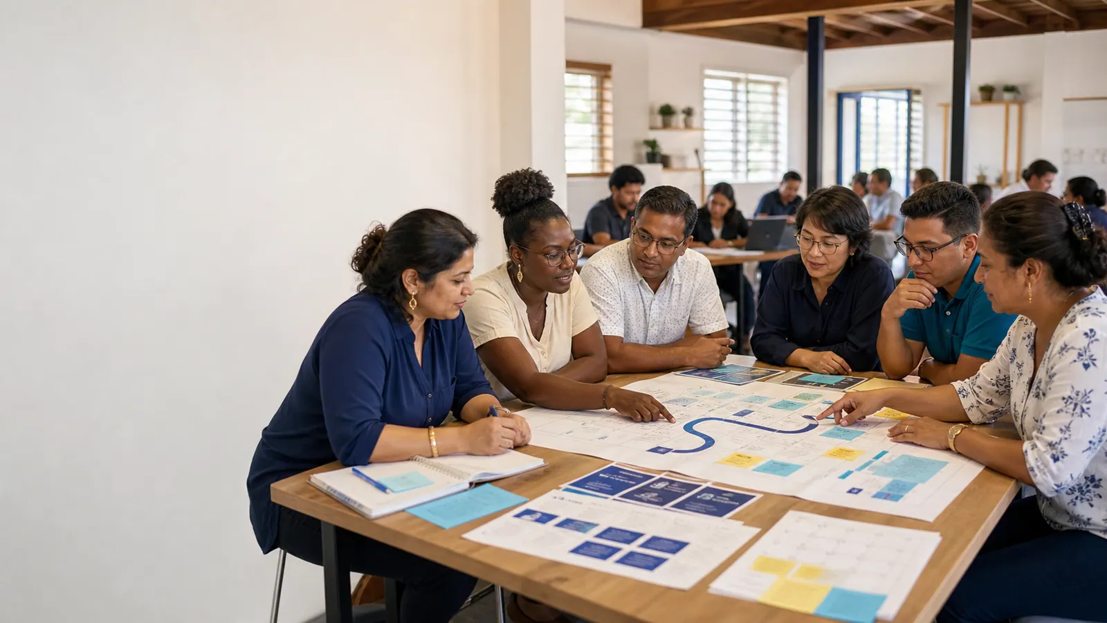 Surinaamse onderwijsprofessionals werken met een methodepartner aan een digitale leerroute